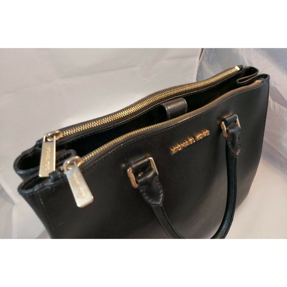 MICHAEL MICHAEL KORS SUTTON 3 COMPARTMENT SATCHEL BLACK HANDBAG - Picture 5 of 7